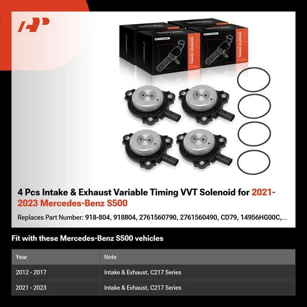 4 Pcs Intake & Exhaust Variable Timing VVT Solenoid for 2021-2023 Mercedes-Benz S500