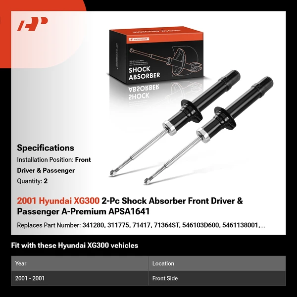 2001 Hyundai XG300 2-Pc Shock Absorber Front Driver & Passenger A-Premium APSA1641