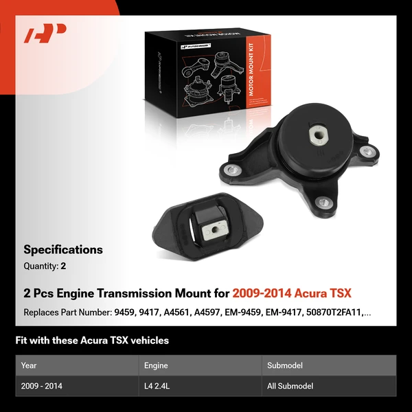 2 Pcs Engine Transmission Mount for 2009-2014 Acura TSX