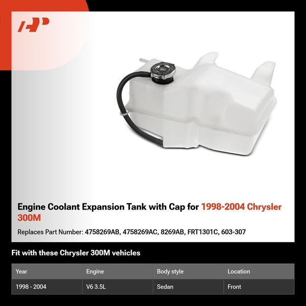 Engine Coolant Expansion Tank with Cap for 1998-2004 Chrysler 300M