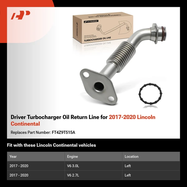 Driver Turbocharger Oil Return Line for 2017-2020 Lincoln Continental