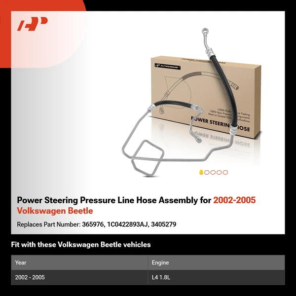 Power Steering Pressure Line Hose Assembly for 2002-2005 Volkswagen Beetle