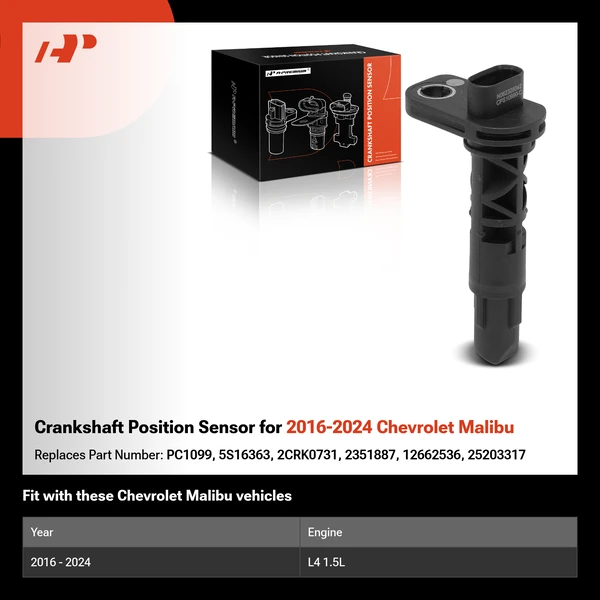 Crankshaft Position Sensor for 2016-2024 Chevrolet Malibu