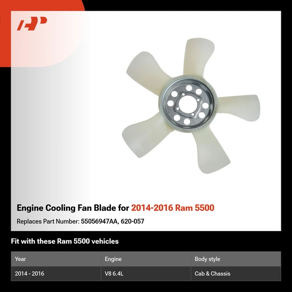 Engine Cooling Fan Blade for 2014-2016 Ram 5500