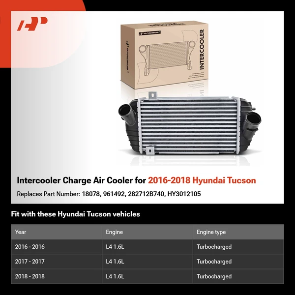 Intercooler Charge Air Cooler for 2016-2018 Hyundai Tucson