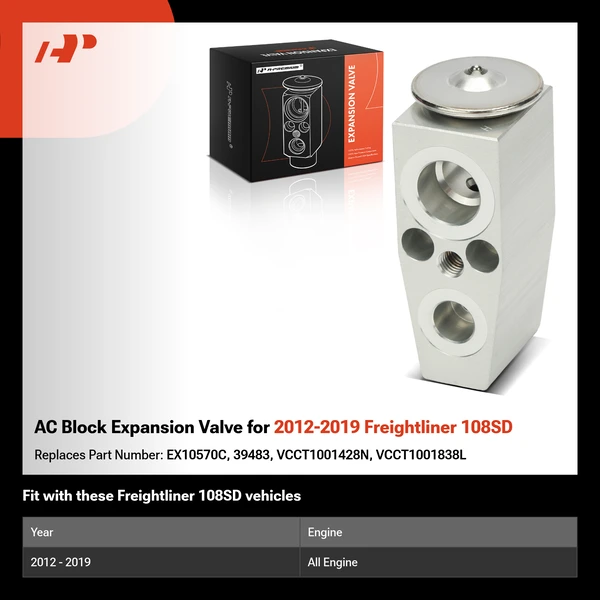 AC Block Expansion Valve for 2012-2019 Freightliner 108SD
