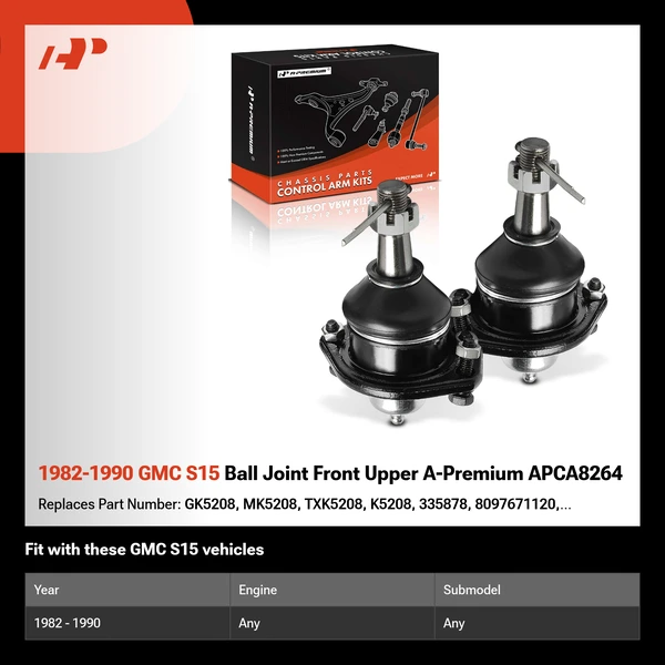 1982-1990 GMC S15 Ball Joint Front Upper A-Premium APCA8264