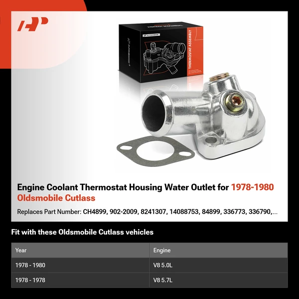 Engine Coolant Thermostat Housing Water Outlet for 1978-1980 Oldsmobile Cutlass