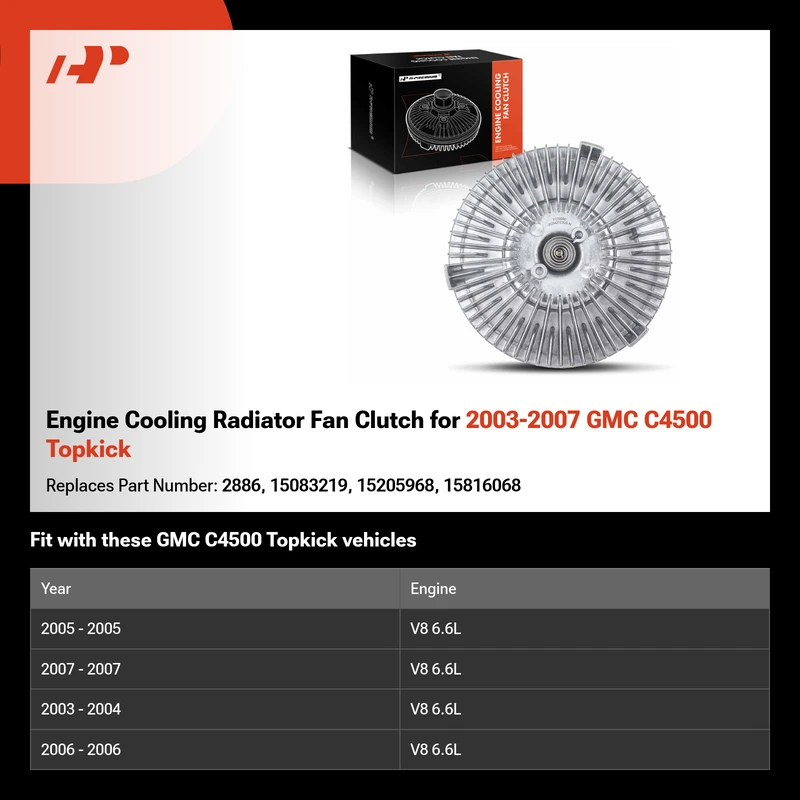 Engine Cooling Radiator Fan Clutch for 2003-2007 GMC C4500 Topkick