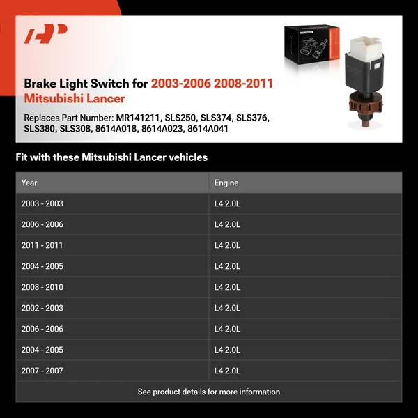 Brake Light Switch for 2003-2006 2008-2011 Mitsubishi Lancer