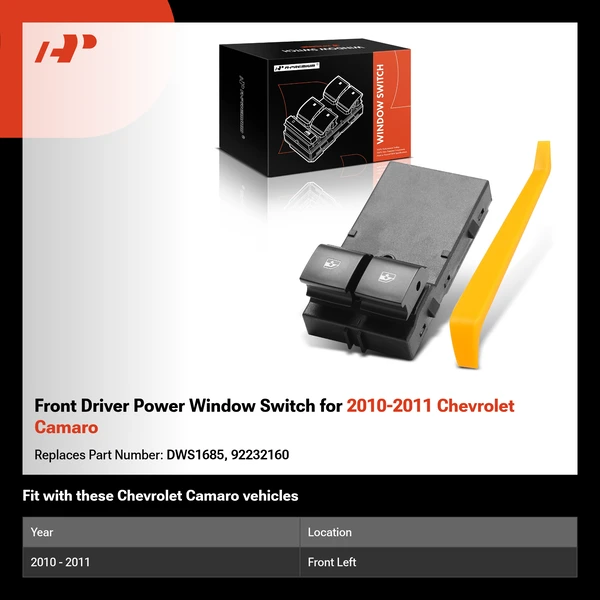 Front Driver Power Window Switch for 2010-2011 Chevrolet Camaro