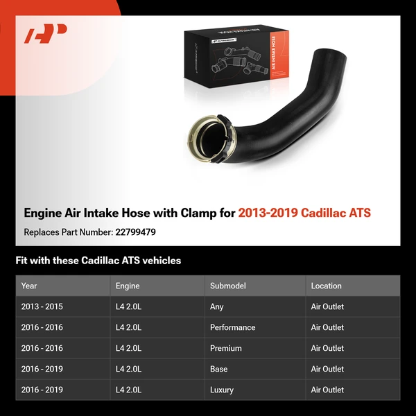 Engine Air Intake Hose with Clamp for 2013-2019 Cadillac ATS