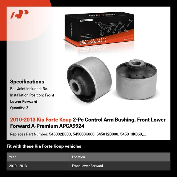 2010-2013 Kia Forte Koup 2-Pc Control Arm Bushing, Front Lower Forward A-Premium APCA9924