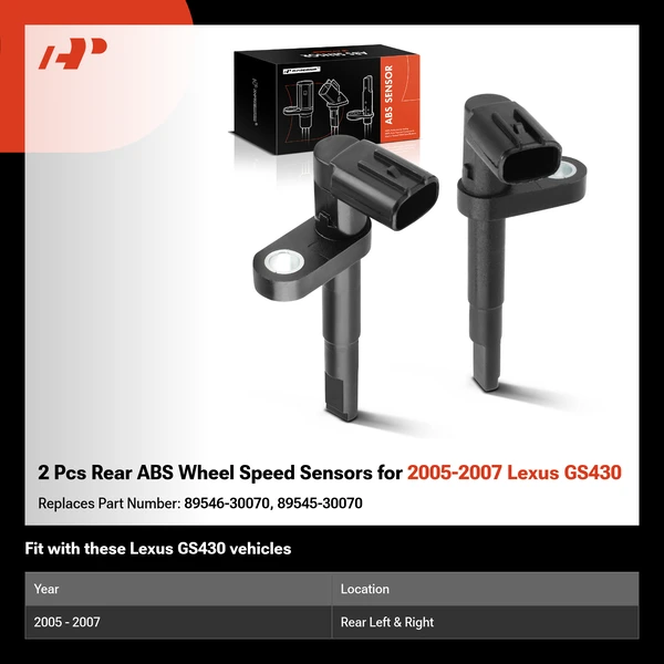 2 Pcs Rear ABS Wheel Speed Sensors for 2005-2007 Lexus GS430