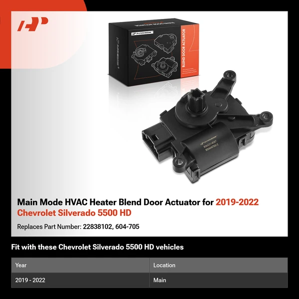 Main Mode HVAC Heater Blend Door Actuator for 2019-2022 Chevrolet Silverado 5500 HD
