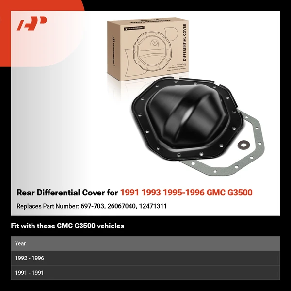 Rear Differential Cover for 1991 1993 1995-1996 GMC G3500