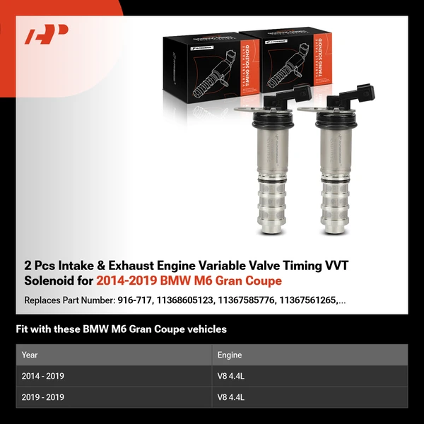 2 Pcs Intake & Exhaust Engine Variable Valve Timing VVT Solenoid for 2014-2019 BMW M6 Gran Coupe