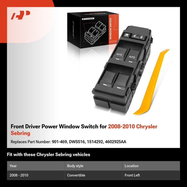 Front Driver Power Window Switch for 2008-2010 Chrysler Sebring