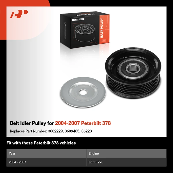 Belt Idler Pulley for 2004-2007 Peterbilt 378
