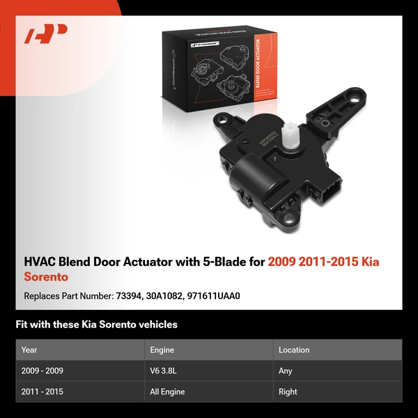 HVAC Blend Door Actuator with 5-Blade for 2009 2011-2015 Kia Sorento