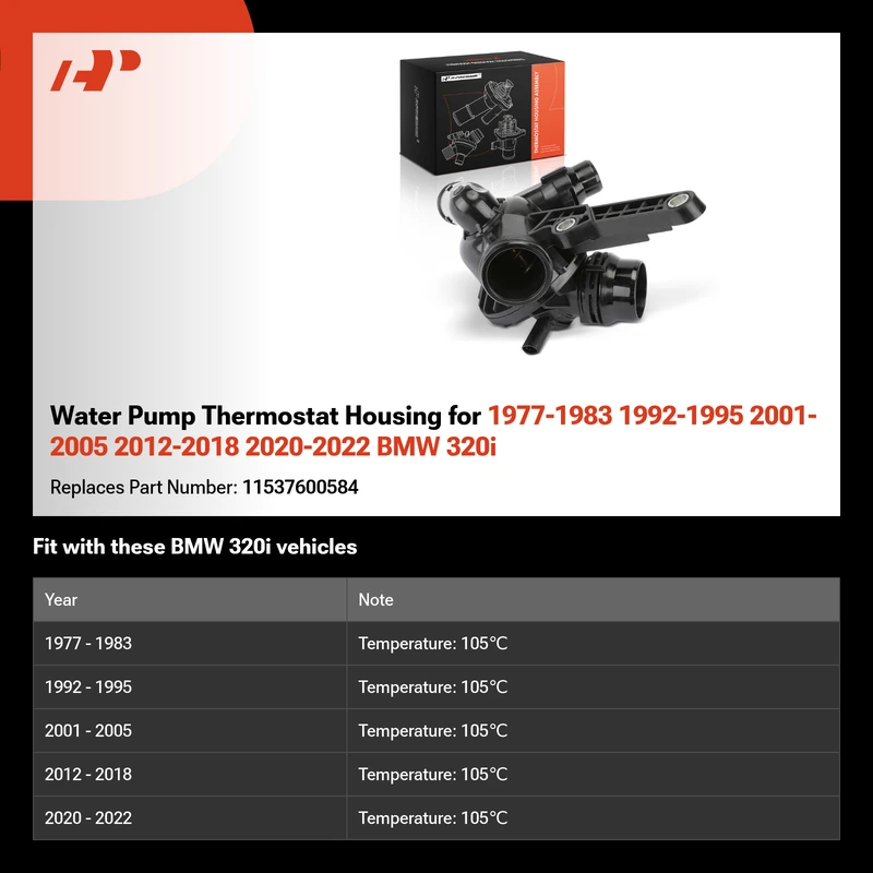 Water Pump Thermostat Housing for 1977-1983 1992-1995 2001-2005 2012-2018 2020-2022 BMW 320i