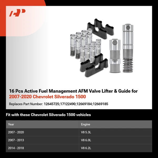 16 Pcs Active Fuel Management AFM Valve Lifter & Guide for 2007-2020 Chevrolet Silverado 1500