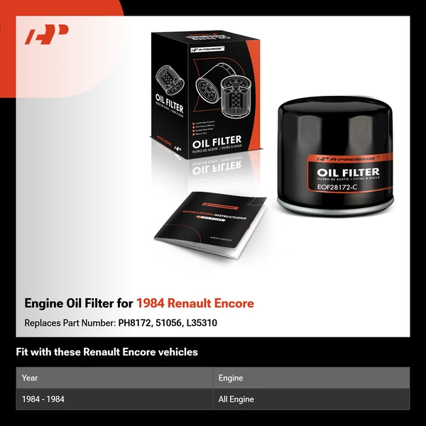 Engine Oil Filter for 1984 Renault Encore