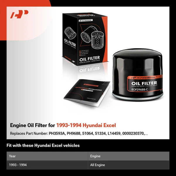 Engine Oil Filter for 1993-1994 Hyundai Excel