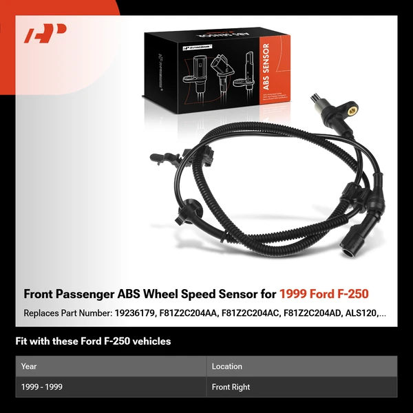 Front Passenger ABS Wheel Speed Sensor for 1999 Ford F-250