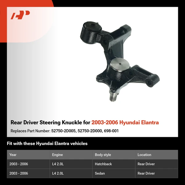 Rear Driver Steering Knuckle for 2003-2006 Hyundai Elantra