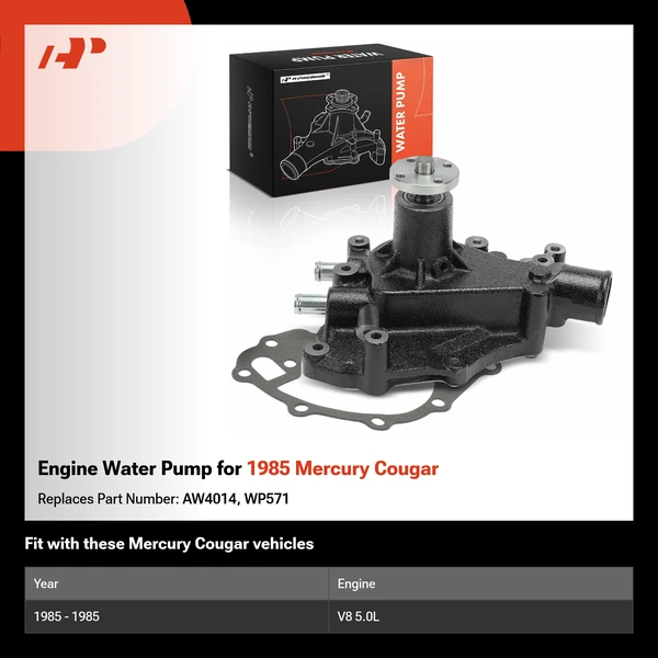 Engine Water Pump for 1985 Mercury Cougar
