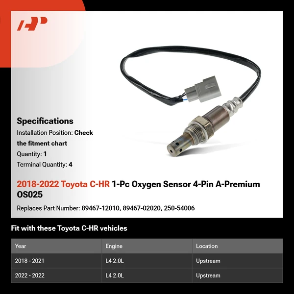 2018-2022 Toyota C-HR 1-Pc Oxygen Sensor 4-Pin A-Premium OS025