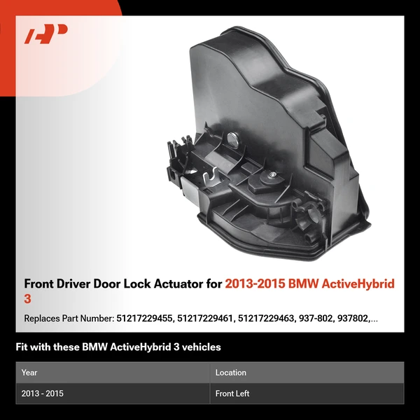 Front Driver Door Lock Actuator for 2013-2015 BMW ActiveHybrid 3