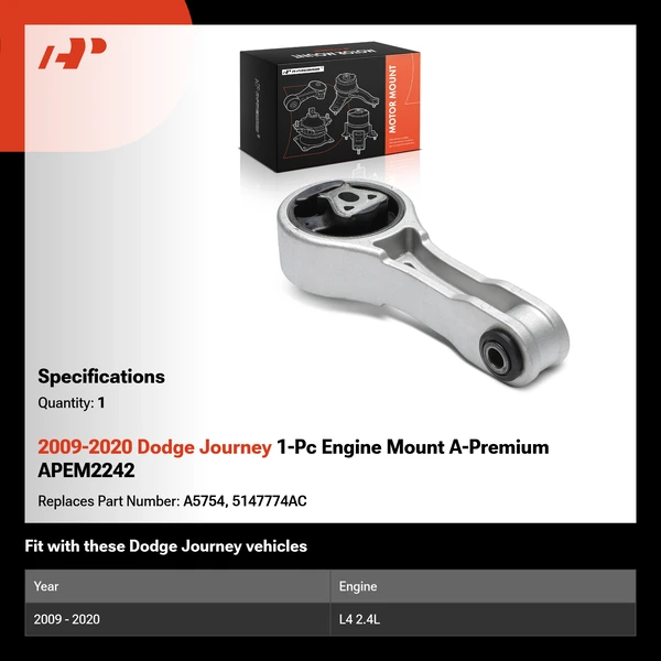2009-2020 Dodge Journey 1-Pc Engine Mount A-Premium APEM2242