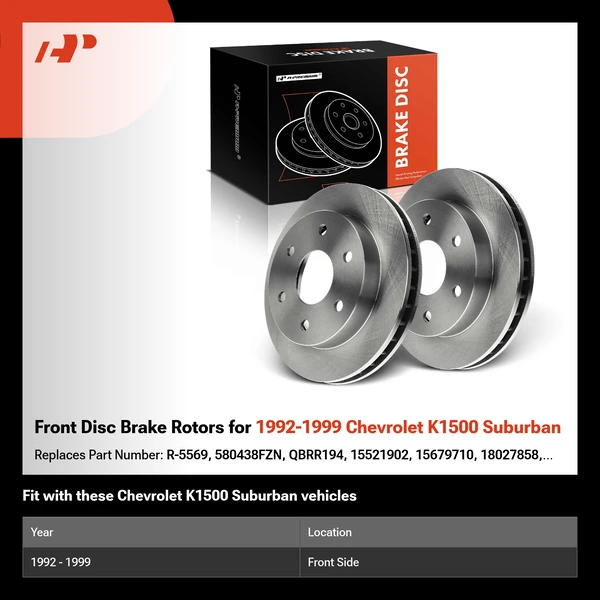 Front Disc Brake Rotors for 1992-1999 Chevrolet K1500 Suburban