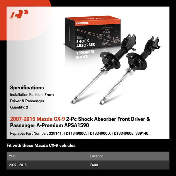 2007-2015 Mazda CX-9 2-Pc Shock Absorber Front Driver & Passenger A-Premium APSA1590