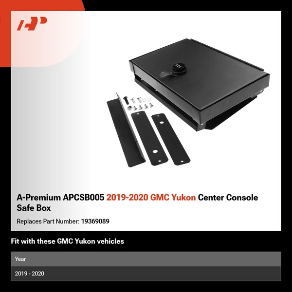 A-Premium APCSB005 2019-2020 GMC Yukon Center Console Safe Box