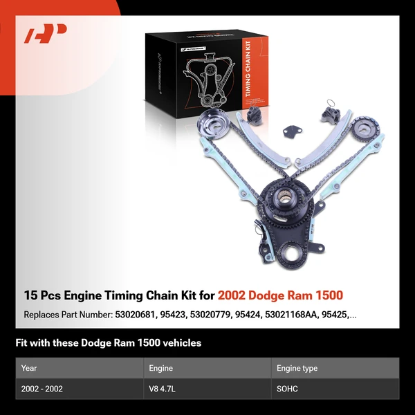 15 Pcs Engine Timing Chain Kit for 2002 Dodge Ram 1500