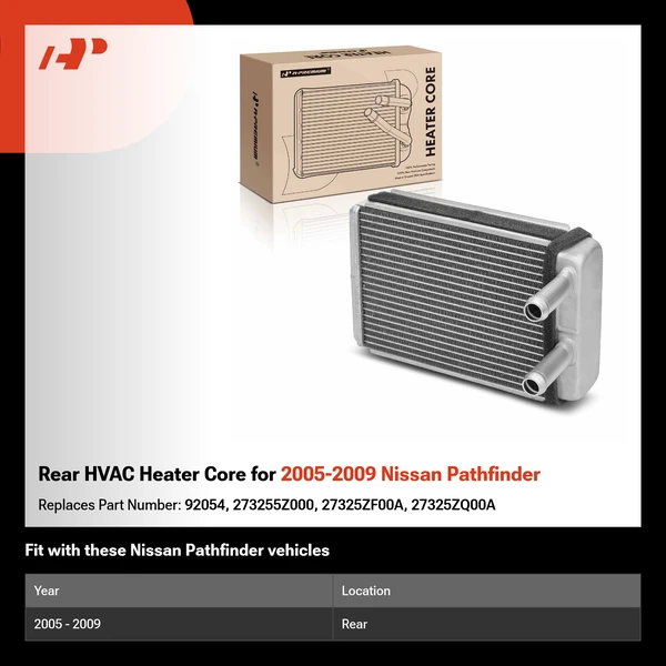 Rear HVAC Heater Core for 2005-2009 Nissan Pathfinder