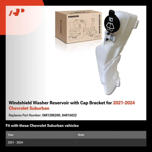 Windshield Washer Reservoir with Cap Bracket for 2021-2024 Chevrolet Suburban