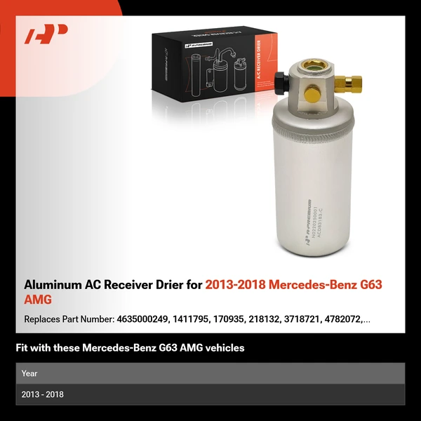 Aluminum AC Receiver Drier for 2013-2018 Mercedes-Benz G63 AMG