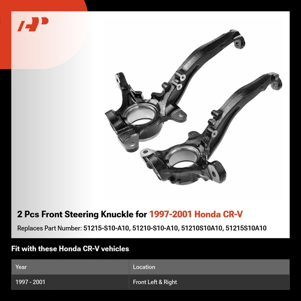 2 Pcs Front Steering Knuckle for 1997-2001 Honda CR-V