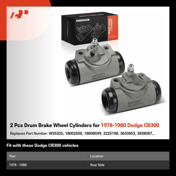 2 Pcs Drum Brake Wheel Cylinders for 1978-1980 Dodge CB300