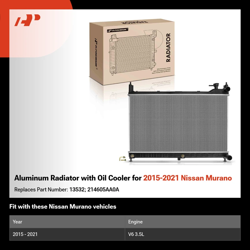 Aluminum Radiator with Oil Cooler for 2015-2021 Nissan Murano