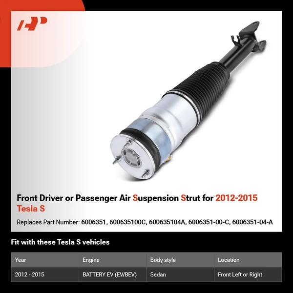 Front Driver or Passenger Air Suspension Strut for 2012-2015 Tesla S