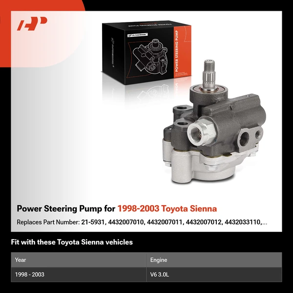 Power Steering Pump for 1998-2003 Toyota Sienna