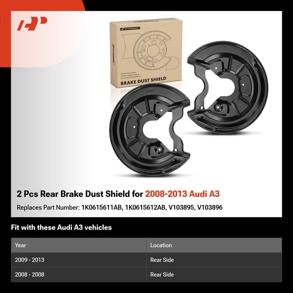 2 Pcs Rear Brake Dust Shield for 2008-2013 Audi A3