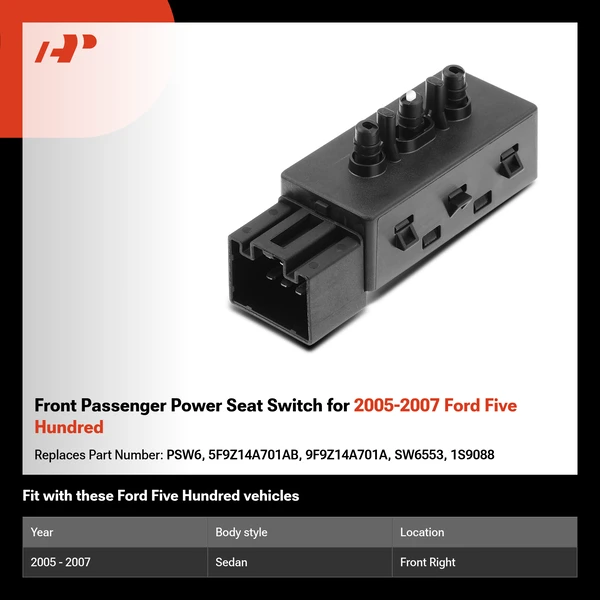 Front Passenger Power Seat Switch for 2005-2007 Ford Five Hundred