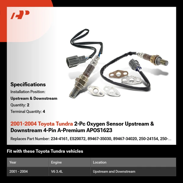 2001-2004 Toyota Tundra 2-Pc Oxygen Sensor Upstream & Downstream 4-Pin A-Premium APOS1623