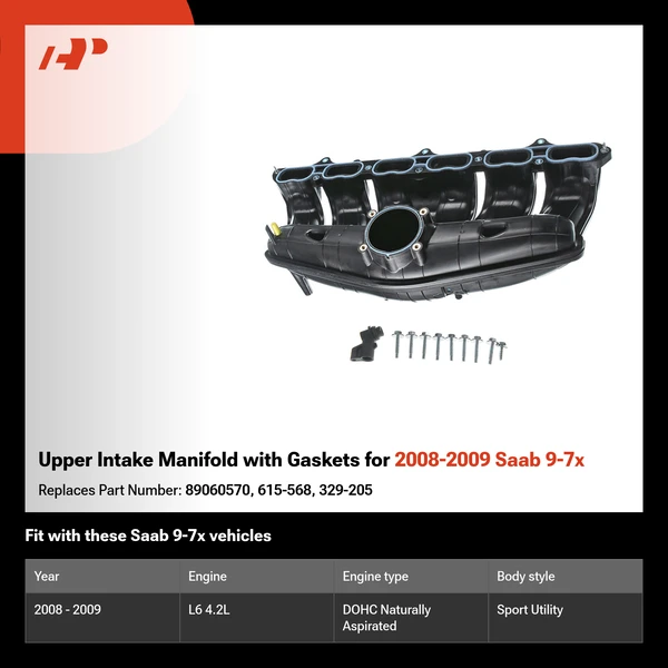 Upper Intake Manifold with Gaskets for 2008-2009 Saab 9-7x